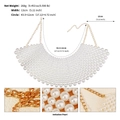 Detail view of woven pearl shawl necklace with golden extension chain and dimensions - Pearl Shawl Style (NS-J6600GPEARL)