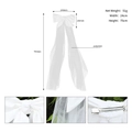 Detail view of large white bow hair clip with 75cm long polyester mesh tulle veil - Large Bow Long Ribbon Style (HS-J6453) / White