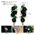 Pair of dark green hand-sewn floral rhinestone appliques for wedding dress decoration - Dark Green