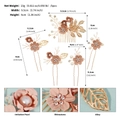 Detalles del set de 5 horquillas para el pelo con flores rosas, perlas y diamantes de imitación - Rosa (HS-J7311GPINK)