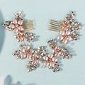 Pettine per capelli da sposa in oro rosa con fiori in metallo e strass per acconciature - Oro Rosa (HS-J7468G)