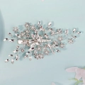 Elegante fermaglio da sposa argento con cristalli fatti a mano e perle bianche - Argento Strass Bianco