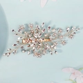 Squisito fermaglio per capelli da sposa con foglie in filo d'oro, cristalli e perle bianche - Oro Zircone Bianco
