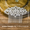 Vintage rhinestone wedding hair comb with crystals and geometric alloy design - Flower and Leaf Style (HS-J1071) / Silver