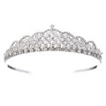 Exquisite silver crystal bridal crown tiara with handmade rhinestones for party and wedding - Tiara Crown (TS-J1563) / Silver
