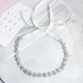 Diadema nupcial elegante con diamantes de imitación florales y cintas de raso blanco - Plateado (HS-J3766S)
