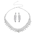 Sparkling bridal jewelry set with V-shaped rhinestone necklace and drop earrings - Necklace And Earrings (NS-J5809) / Silver