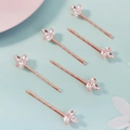 Dettaglio del set di 6 fermagli per capelli in oro rosa con foglie di zirconi - Oro Rosa (HS-J7430RG)