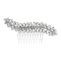 Elegant silver wedding hair comb with sparkling rhinestones in a wave-shaped design - Wave Leaf (HS-J3992) / Silver