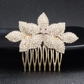 Funkelnder Kristall Braut Haarkamm mit goldenem Blumenmuster für elegante Hochzeitsfrisuren - Gold