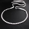 Cintura da sposa scintillante con strass e nastro di raso bianco per abiti da sposa - Argento (WS-J013S)