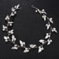 Elegante tralcio per capelli da sposa con foglie d'argento e perle da matrimonio - Argento (HS-J4419S)
