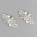 Detailed close-up of bridal rhinestone shoe clips with sparkling crystal marquise stones - Silver (SC-J015)