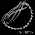 Luxuriöses Strass-Brautstirnband mit Sonnenblumenmotiven und silbernen Bändern (HS-J4076S) - Silber