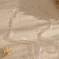 Exquisite bridal headband featuring handcrafted rhinestones and pearls on a beige background - Silver Style (HS-J4519)