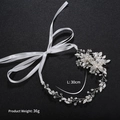 Handmade 30cm silver bridal hair vine with white pearls and crystals on black background - Gold