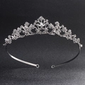Elegante corona da sposa in argento con strass scintillanti e motivi floreali vintage - Stile Argento (TS-J257)