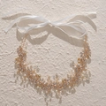 Serre-tête de mariée élégant avec cristaux faits main perles et feuilles dorées - Doré