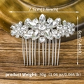 Silver bridal hair comb with rhinestones in floral design, size 7.5cm by 6cm - Silver Style (HS-J3898)