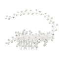 Pettine e tralcio per capelli da sposa con rose in acrilico, perle e cristalli - Stile di Vite Floreale Occidentale (HS-J4744) / Argento