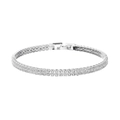 Elegant double-row rhinestone tennis bracelet in silver finish for gala party - Silver (BS-J4923)