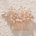 Elegant butterfly hair comb with sparkling rhinestones and pearls for bridal wedding styling - Rose Gold