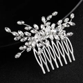 Elegant silver bridal hair comb with crystal floral leaves for wedding hairstyles - Silver