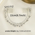 Silver bridal hair comb with crystal flower vine and rhinestone chain links - Silver