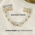 Golden bridal hair comb with crystal flower vine and 22cm rhinestone connecting chain - Gold