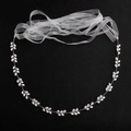 Elegante cintura da sposa con delicate perle finte e nastro di organza su sfondo nero - Argento
