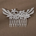 Silver bridal hair comb with crystal flowers and leaves design for wedding party - Silver Five-Petal Flower Wing Radiating Hair Comb (HS-J7011S)
