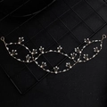 Handmade gold bridal hair vine with white pearls and crystals on black mesh background - Gold (HS-J5572)