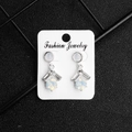 Luxury bridal marquise rhinestone earrings with opal flower and silver alloy finish - Silver Opal White Gemstone Style (ERS-J4001) / Silver Milky White