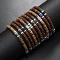 Bracelets bohèmes avec perles en noix de coco, turquoise et pierres naturelles sur support - Combinaison de styles de coque de noix de coco mixtes