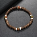 Bracelet en perles de style bohème avec disques de noix de coco et perles de turquoise - Unakite naturelle