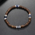 Bracelet bohème en perles de coco avec perles en pierre de marbre bleu naturel - Pierre à Points Bleus Naturelle