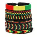 Set di 6 bracciali maschili retrò in pelle intrecciata con cordini colorati stile rasta - Arcobaleno
