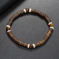 Bracelet pour homme en perles de coco avec oeil de tigre brun et nacre blanche - Oeil de Tigre Naturel