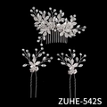 Silbernes Braut-Haarkamm-Set mit funkelnden Kristallen und floralem Blattdesign - Silber Stil (Kamm Und Haarnadeln)