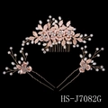 Braut-Haarkamm-Set in Roségold mit weißen Perlen und Kristallen für die Hochzeitsfrisur - Gold Stil (Kamm Und Haarnadeln)