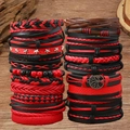 24Pcs vintage multilayer braided leather bracelets with star and tree of life charms - 24-Piece Bracelet Set