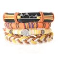 Dettaglio di set quattro bracciali bohémien con pelle, corda intrecciata e ciondoli - Stile 4 Montagna Albero della Vita