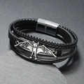 Bracelet gothique chauve-souris pour homme avec lanières en cuir tressé multicouches - Métal canon