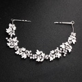 Silver bridal leaf headband with sparkling rhinestones and securing clips for weddings - Silver (HS-J5489)