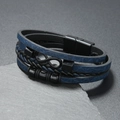 Men's multi-layer leather bracelet with infinity symbol and magnetic clasp on stone - Navy Blue