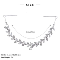 Silver bridal leaf headband with crystals, size 27.5cm by 2cm for wedding hair styling - 27.5x2cm / Silver