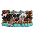 Bracelet bohème multicouche perlé avec breloques cactus et bottes de cow-boy en turquoise - Style Cactus et Bottes de Cowboy (Style C)