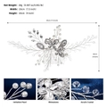 Detailed view of silver bridal hair comb with crystal butterflies and pearls for wedding. - Silver (HS-J7275S)