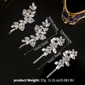 Detalle de dimensiones de horquillas de pedrería con hojas y base de plata aleada - Estilo Hoja Plateada (ZUHE-216)