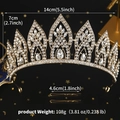 Detailansicht mit Maßen und Gewicht dieser goldenen Brautkrone aus Legierung mit Strass - Gold (TS-J3394G)